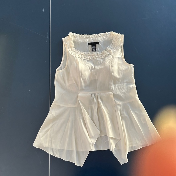 White Sleeveless Lace Collar Tank Top Blouse - Picture 5 of 9